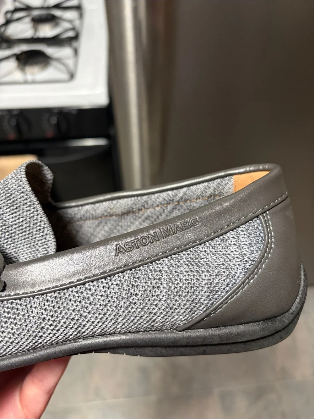 Aston Marc Men's Gray Knit Slip-On Loafers